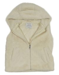 Krémová kožušinová podšitá vesta s kapucňou Primark