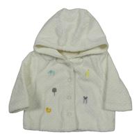 Bílá vzorovaná sametová podšitá propínací mikina se zvířaty a kapucí Next