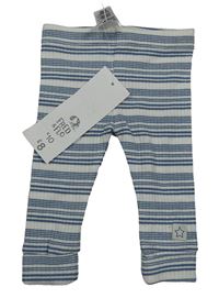 Nové - Bielo-modré pruhované rebrované ľahké tepláky F&F