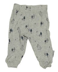 Světlešedé melírované tepláky s Gruffalem a stromky Tu