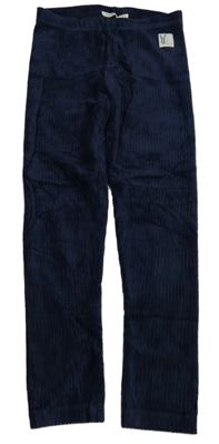 Tmavomodré rebrované zamatové legíny s nášivkou Sfera