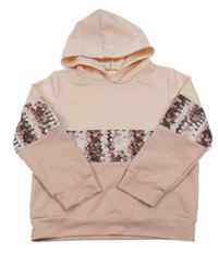 Ružová mikina s flitrami a kapucňou