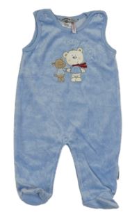 Modré sametové dupačky s medveďmi