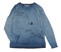 Modro-tmavomodré ombré triko s nápisy Basefield