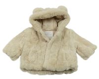 Béžová kožešinová zateplená bunda s kapucí Primark