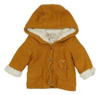 Medový třpytivý zateplený propínací svetr s kapucí Orchestra