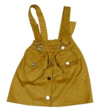 Okrová rebrovaná zamatová sukňa s trakami