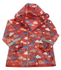 Červená pláštěnka s mraky a kapucňou Lupilu