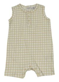 Bielo-béžový kockovaný kraťasový overal Lily & Dan