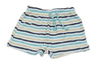 Bielo-modro-béžové pruhované bavlnené kraťasy Ergee