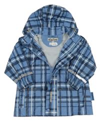 Modro-tmavomodro-biela kockovaná nepromokavá bunda s kapucňou PlayShoes