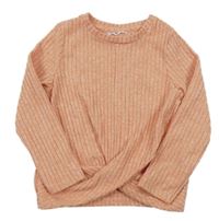 Korálové melírované žebrované úpletové triko s uzlem C&A