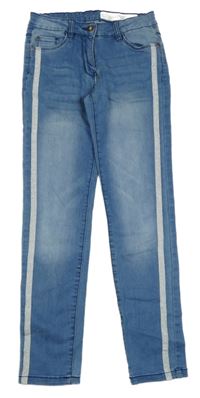 Modré skinny fit rifle s trblietavým pruhom Pepperts