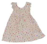 Svetloružové kvetované plátenné šaty The Little White Company