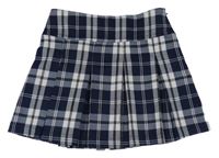 Tmavomodro-béžovo-hnedá kockovaná skladaná sukňa Primark