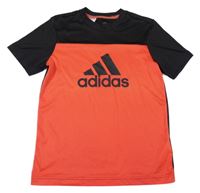 Červeno-černé sportovní funkční tričko s logem Adidas