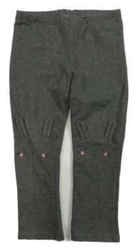 Tmavosivé melírované zateplené legíny s králikmi H&M