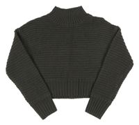 Antracitový crop sveter New Look