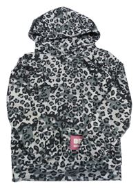 Sivo-čierna mikina s leopardím vzorom a kapucňou Beat