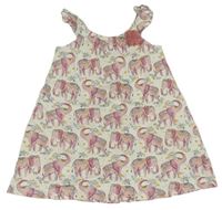 Smetanovo-ružové šaty so slonmi Tu