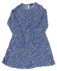Tmavomodro-modro-biele vzorované ľahké šaty Tom Tailor