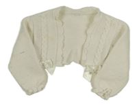 Biele crop svetrové bolerko s mašľami