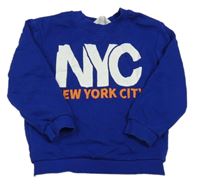 Zafírová mikina s nápisom H&M