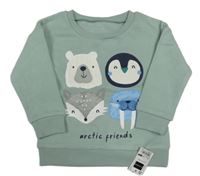 Nové - světlezelená mikina se zvířátky Dunnes 