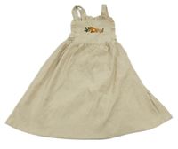 Svetlobéžové ľahké menšestrové na traké šaty s výšivkou květů