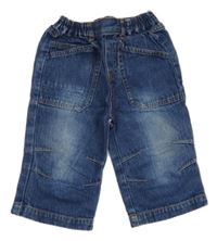 Tmavomodré široké rifle s vreckami