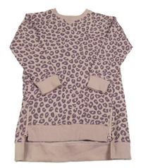 Staroružové teplákové leopardí šaty so zipy M&Co.