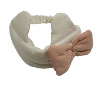 Bílá bavlněná kosmetická čelenka s mašlí 