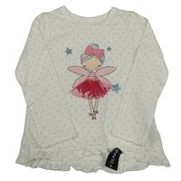 Nové - bílé puntíkaté triko s vílou dunnes