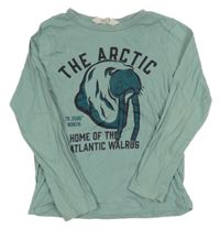 Zelené tričko s mrožom H&M