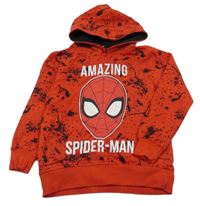 Červeno-černá vzorovaná mikina se Spidermanem a kapucí Marvel