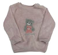 Svetloružová plyšová mikina s medveďmi Nutmeg