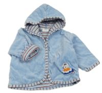 Světlemodrá sametová podšitá propínací mikina s kapucí 