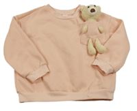 Svetloružová mikina s plyšovým medvedíkom