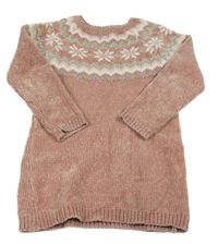 Staroružové vzorované žinylkové pletené šaty Primark