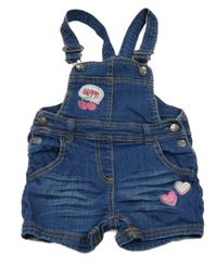 Tmavomodré laclové riflové kraťasy s obrázky Topomini