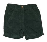 Tmavozelené manšestrové kraťasy 