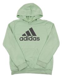 Mintová mikina s logem a kapucí Adidas