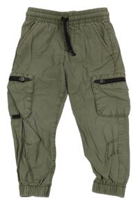 Khaki plátenné cuff nohavice s vreckami F&F
