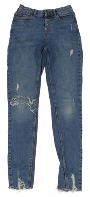 Modré skinny rifle s dierami