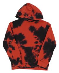 Červeno-čierna vzorovaná mikina s kapucňou H&M
