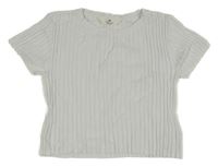 Bílé žebrované úpletové crop tričko H&M