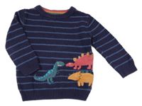 Tmavomodrý pruhovaný sveter s dinosaurami Nutmeg