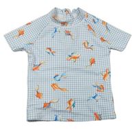 Modro-biele kockované UV tričko s rybami Next