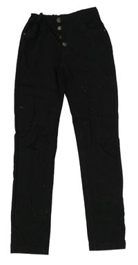 Černé skinny rifle s dírami na kolenou C&A