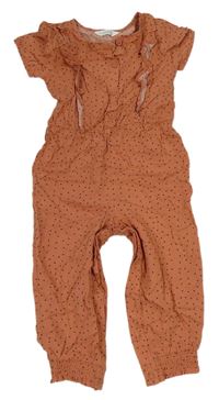 Broskvový puntíkatý kalhotový overal Primark